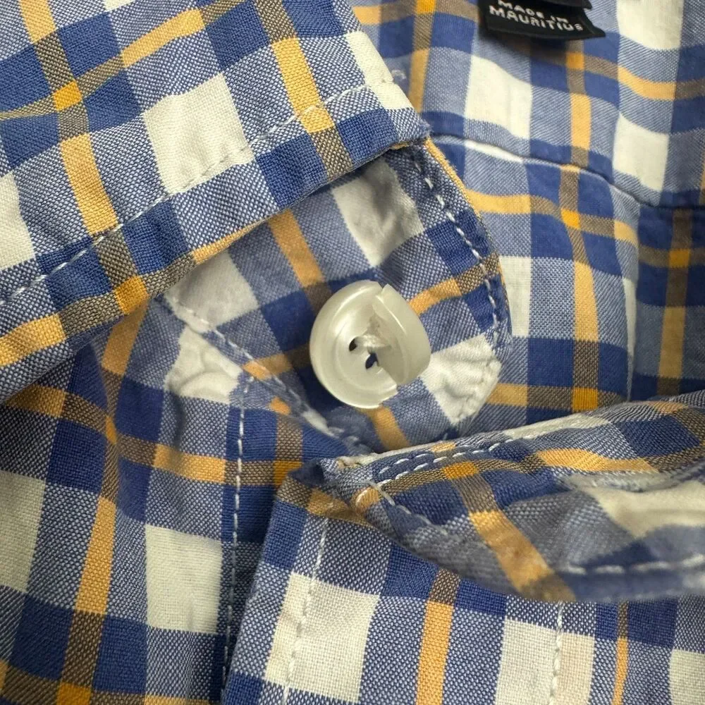 J.Crew Slim Fit Button Down Shirt Mens Medium Blue Orange Plaid Cotton Casual